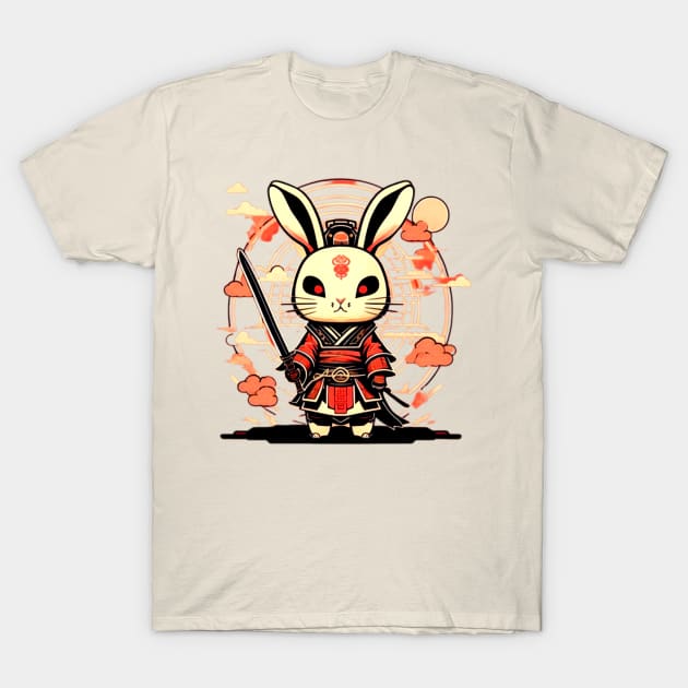 Japanice Rabbit Samurai T-Shirt by Sugarori